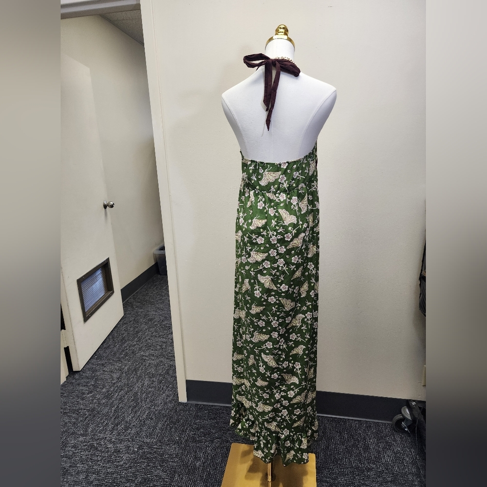 Mossimo Supply Co. Green Floral Halter Maxi Dress Empire Waist Size Small - Picture 5 of 7